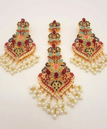 Nauratan Earrings With Tikka in Pakistan