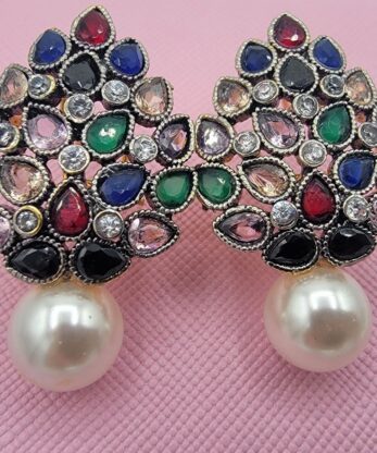 Dazzling Multi Color Pearl Drop Earrings