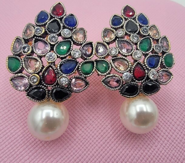 Dazzling Multi Color Pearl Drop Earrings