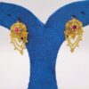 Exquisite Gold-Polished Earrings with Ruby Stone