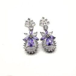 Purple Amethyst Flower Dangle Earrings in Pakistan