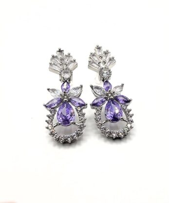 Purple Amethyst Flower Dangle Earrings in Pakistan