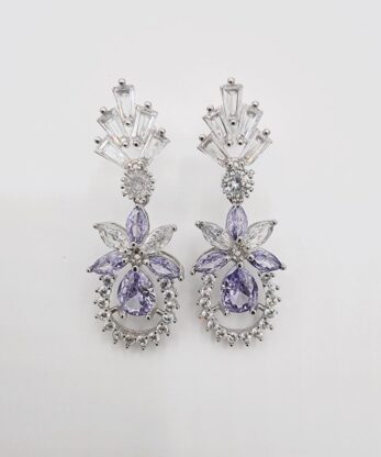 Purple Amethyst Flower Dangle Earrings in Pakistan