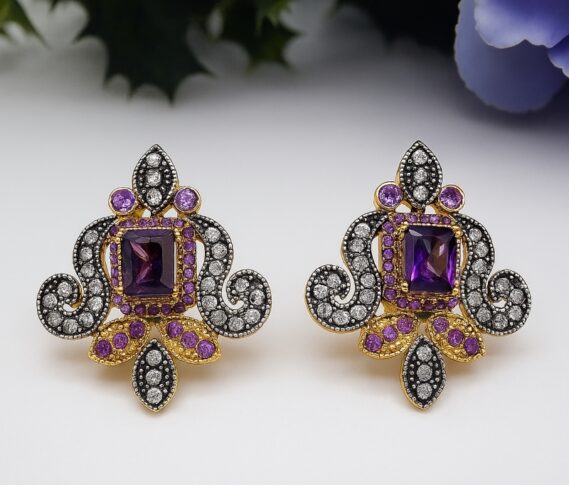 One-Carat Purple Earrings