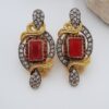 Bold Red Earrings with Golden Accents