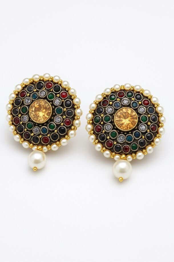 Dazzling Pearl Drop Multicolor Earrings