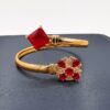 Glamorous Red & Gold Open Cuff Bracelet