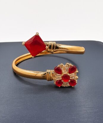 Glamorous Red & Gold Open Cuff Bracelet