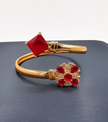 Glamorous Red & Gold Open Cuff Bracelet