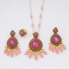 Radiant Pink Maala Set with Earrings & Ring