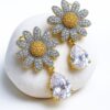 Sparkling one-Carat Earrings with Crystal Drop