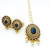 Splendid Pearl Drop Maala Set with Matching Earrings (Navy & Gold)