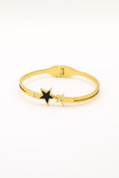 Starry Night Gold Bracelet with Black Enamel Charm