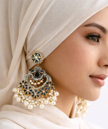 Blue Pearl Drop Jumka Earrings in Pakistan